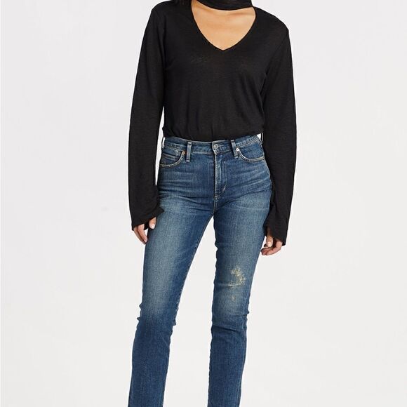 Sanctuary NWT Genevieve Linen Bell Sleeve Choker Top in Meadow Green. Size M. - Picture 3 of 7